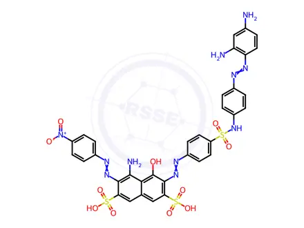 Chemical structure of 2,7-Naphthalenedisulfonic acid, 4-amino-6-4-4-(2,4-diaminophenyl)azophenylaminosulfonylphenylazo-5-hydroxy-3-(4-nitrophenyl)azo-, potassium sodium salt