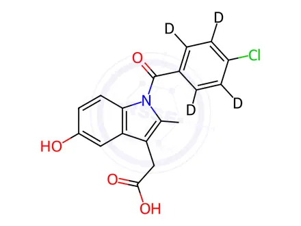 Chemical structure of O-Desmethyl Indomethacin-d4