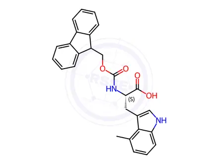 Chemical structure of L-Tryptophan, N-[(9H-fluoren-9-ylmethoxy)carbonyl]-4-methyl-
