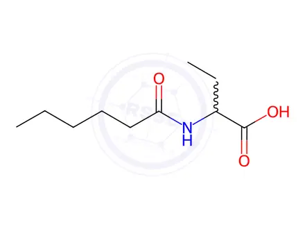 Chemical structure of Butanoic acid, 2-[(1-oxohexyl)amino]-