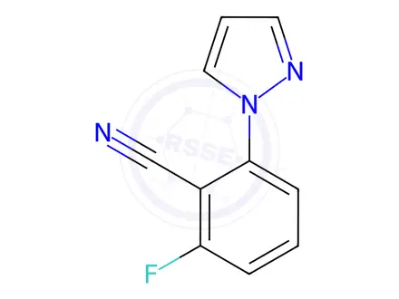 Chemical structure of Benzonitrile, 2-fluoro-6-(1H-pyrazol-1-yl)-