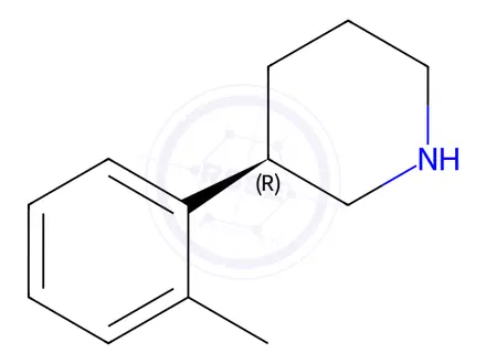 Chemical structure of Piperidine, 3-(2-methylphenyl)-, (3R)-
