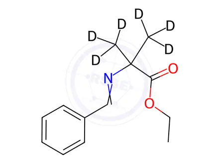 Chemical structure of 2-Methyl-N-(phenylmethylene)alanine-d6 Ethyl Ester