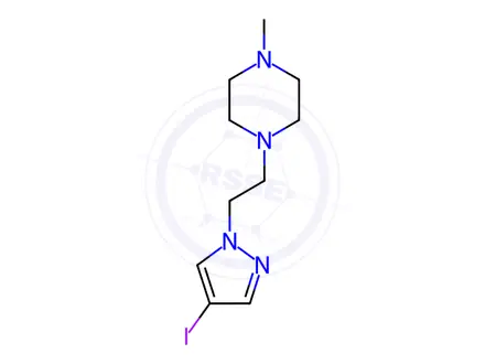 Chemical structure of Piperazine, 1-[2-(4-iodo-1H-pyrazol-1-yl)ethyl]-4-methyl-