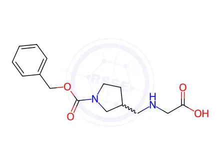 Chemical structure of 2-(((1-((Benzyloxy)carbonyl)pyrrolidin-3-yl)methyl)amino)acetic acid