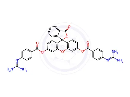 Chemical structure of FLUORESCEIN DI-P-GUANIDINOBENZOATE HYDROCHLORIDE