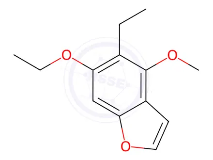 Chemical structure of Benzofuran, 6-ethoxy-5-ethyl-4-methoxy-(9CI)