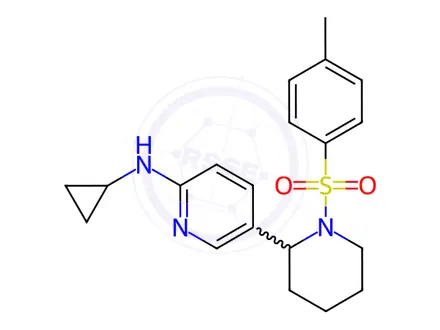 Chemical structure of N-cyclopropyl-5-(1-tosylpiperidin-2-yl)pyridin-2-amine