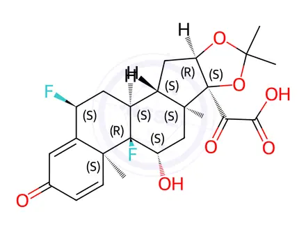 Chemical structure of Fluocinolone Acetonide EP Impurity A (Fluocinolone Acetonide-21-Carboxylic Acid)