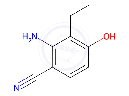 Chemical structure of Benzonitrile, 2-amino-3-ethyl-4-hydroxy-