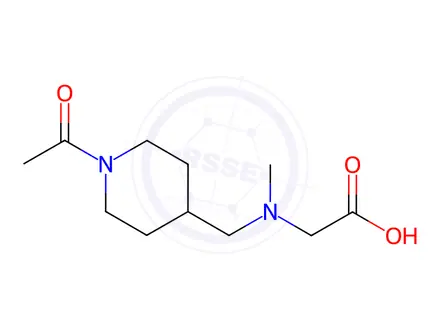 Chemical structure of 2-(((1-Acetylpiperidin-4-yl)methyl)(methyl)amino)acetic acid