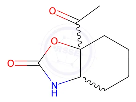 Chemical structure of 2(3H)-Benzoxazolone,7a-acetylhexahydro-(9CI)