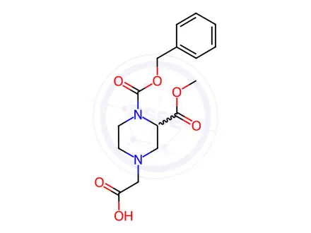 Chemical structure of 2-(4-((Benzyloxy)carbonyl)-3-(methoxycarbonyl)piperazin-1-yl)acetic acid