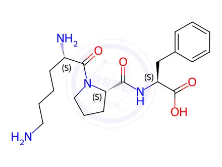 Chemical structure of (S)-2-((S)-1-((S)-2,6-Diaminohexanoyl)pyrrolidine-2-carboxamido)-3-phenylpropanoic acid