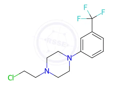 Chemical structure of Piperazine,1-(2-chloroethyl)-4-[3-(trifluoromethyl)phenyl] dihydrocholride