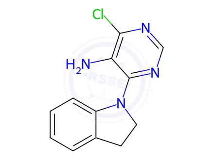 Chemical structure of 4-Chloro-6-(indolin-1-yl)pyrimidin-5-amine