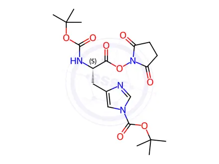 Chemical structure of Boc-His(1-Boc)-OSu