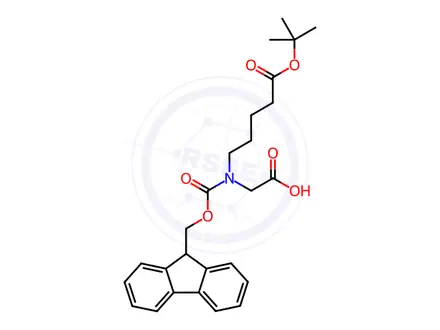 Chemical structure of Pentanoic acid, 5-[(carboxymethyl)[(9H-fluoren-9-ylmethoxy)carbonyl]amino]-, 1-(1,1-dimethylethyl) ester