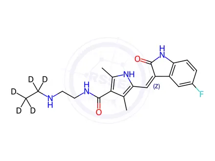 Chemical structure of N-Desethyl Sunitinib-d5