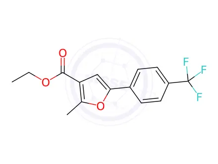 Chemical structure of 2-Methyl-5-(4-trifluoromethyl-phenyl)-furan-3-carboxylic acid ethyl ester