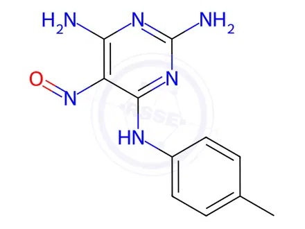 Chemical structure of N4-(4-methylphenyl)-5-nitroso-pyrimidine-2,4,6-triamine