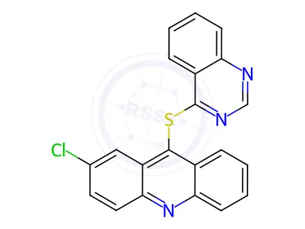 Chemical structure of ACRIDINE, 2-CHLORO-9-(4-QUINAZOLINYLTHIO)-