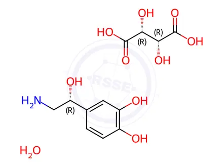 Chemical structure of Norepinephrine bitartrate monohydrate
