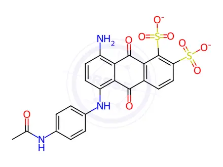 Chemical structure of disodium [[4-(acetylamino)phenyl]amino]amino-9,10-dihydro-9,10-dioxoanthracenedisulphonate