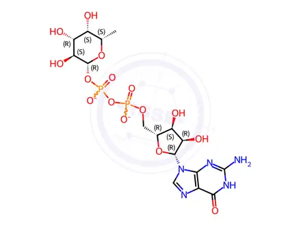 Chemical structure of Guanosine 5′-diphospho-β-L-fucose Disodium Salt