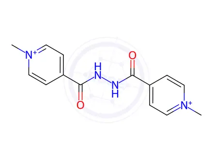 Chemical structure of 1-Methyl-4-[N'-(1-methylpyridin-1-ium-4-carbonyl)hydrazinecarbonyl]pyridin-1-ium diiodide