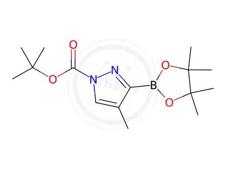 Chemical structure of tert-Butyl 4-methyl-3-(4,4,5,5-tetramethyl-1,3,2-dioxaborolan-2-yl)-1H-pyrazole-1-carboxylate