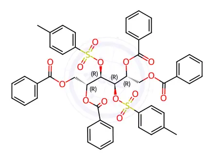 Chemical structure of D-Mannitol, 1,2,5,6-hexabenzoate 3,4-bis(4-methylbenzenesulfonate) (9CI)