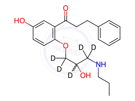 Chemical structure of 5-Hydroxy Propafenone (Propoxy-D5) Hydrochloride-d5
