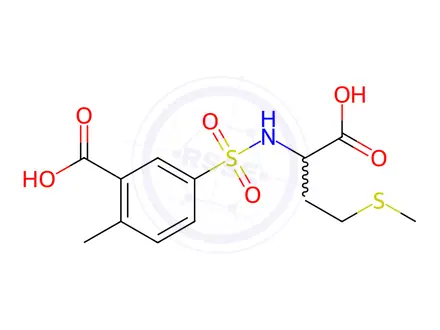 Chemical structure of 5-{[1-carboxy-3-(methylsulfanyl)propyl]sulfamoyl}-2-methylbenzoic acid