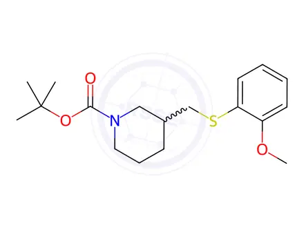 Chemical structure of tert-Butyl 3-(((2-methoxyphenyl)thio)methyl)piperidine-1-carboxylate