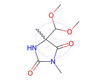 Chemical structure of 2,4-Imidazolidinedione, 5-(dimethoxymethyl)-3,5-dimethyl-