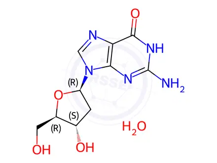 Chemical structure of [1',2',3',4',5'-13C5]2'-deoxyguanosinemonohydrate