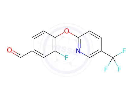 Chemical structure of Benzaldehyde, 3-fluoro-4-[[5-(trifluoromethyl)-2-pyridinyl]oxy]-