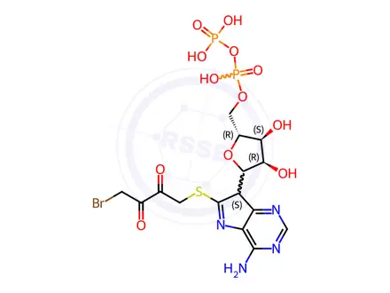 Chemical structure of 8-(4-bromo-2,3-dioxobutylthio)NAD