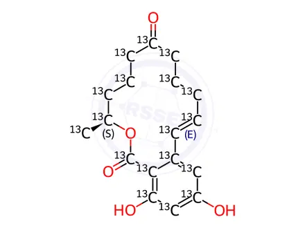 Chemical structure of Zearalenone-[13C18] in acetonitrile