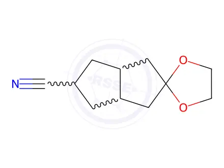 Chemical structure of Spiro[1,3-dioxolane-2,5'-2,3,3a,4,6,6a-hexahydro-1H-pentalene]-2'-carbonitrile