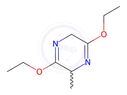 Chemical structure of Pyrazine, 3,6-diethoxy-2,5-dihydro-2-methyl-(9CI)