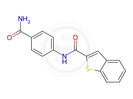 Chemical structure of N-(4-Carbamoylphenyl)benzo[b]thiophene-2-carboxamide
