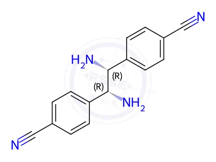Chemical structure of 4,4'-((1R,2R)-1,2-Diaminoethane-1,2-diyl)dibenzonitrile dihydrochloride