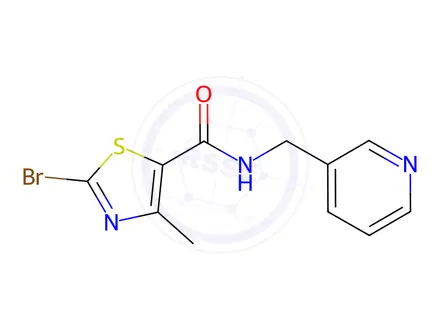 Chemical structure of 2-Bromo-4-methyl-N-(pyridin-3-ylmethyl)thiazole-5-carboxamide