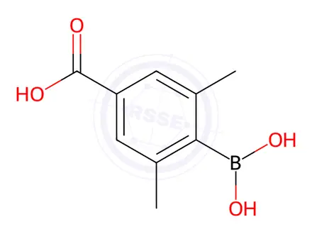 Chemical structure of 4-Borono-3,5-dimethylbenzoic acid