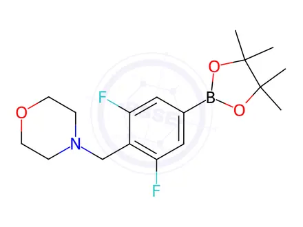 Chemical structure of Morpholine, 4-[[2,6-difluoro-4-(4,4,5,5-tetramethyl-1,3,2-dioxaborolan-2-yl)phenyl]methyl]-