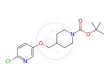 Chemical structure of Tert-butyl 4-{[(6-chloropyridin-3-yl)oxy]methyl}piperidine-1-carboxylate