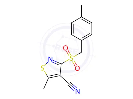 Chemical structure of 5-METHYL-3-[(4-METHYLBENZYL)SULFONYL]-4-ISOTHIAZOLECARBONITRILE