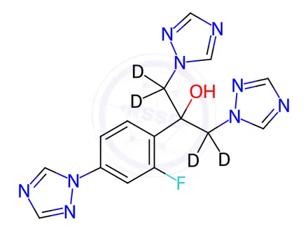Chemical structure of 4-Defluoro-4-(1H-1,2,4-triazol-1-yl) Fluconazole-d4